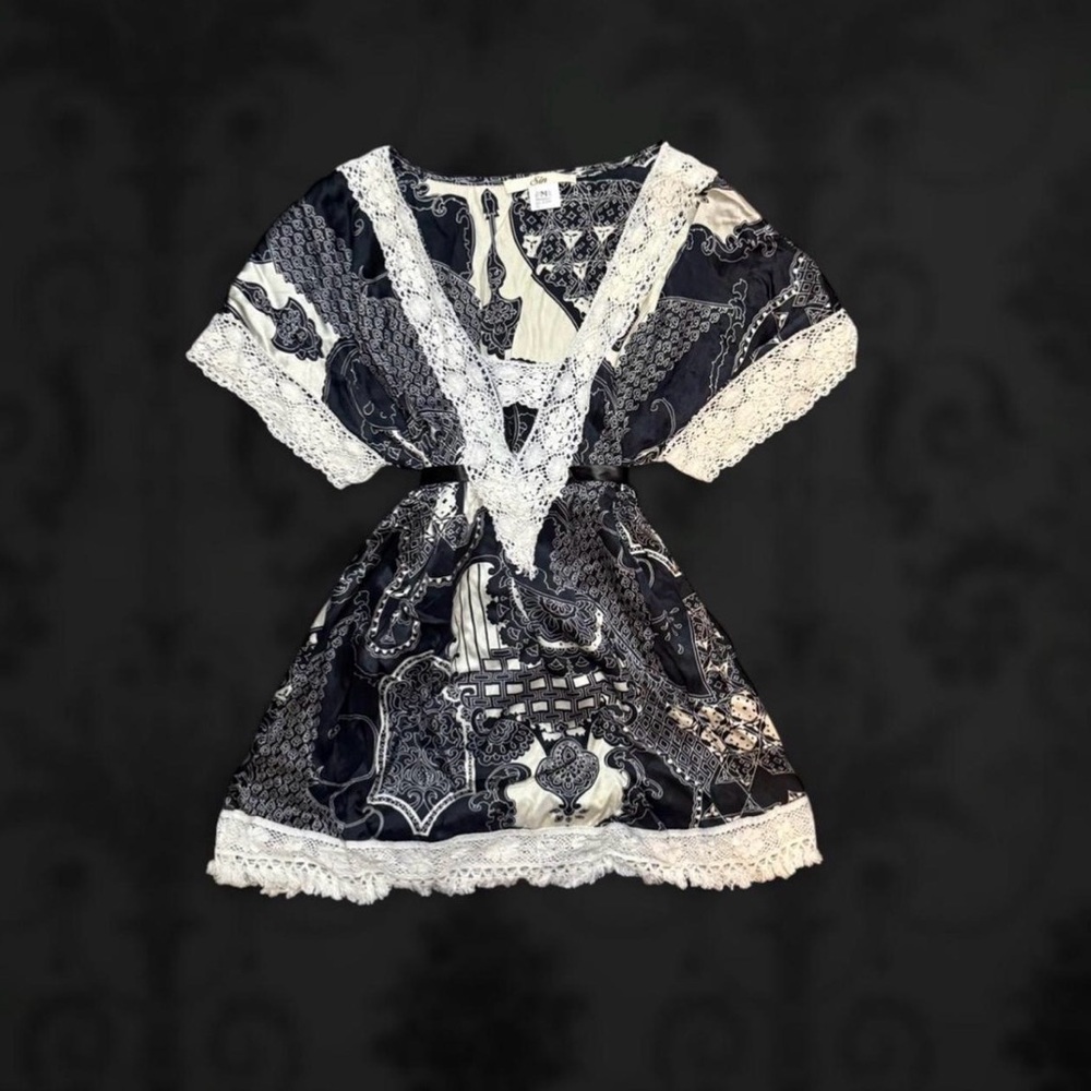 Silk Lace Trimmed Tieback Babydoll Top